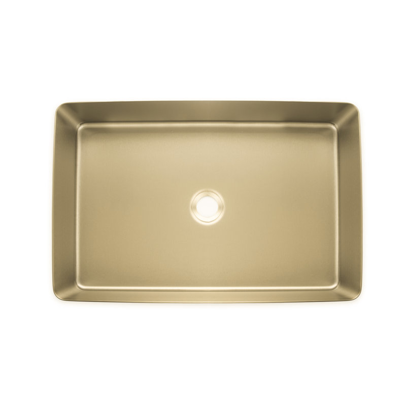 Man Wah Brushed Gold Stainless Steel Rectangular Console Bathroom Sink